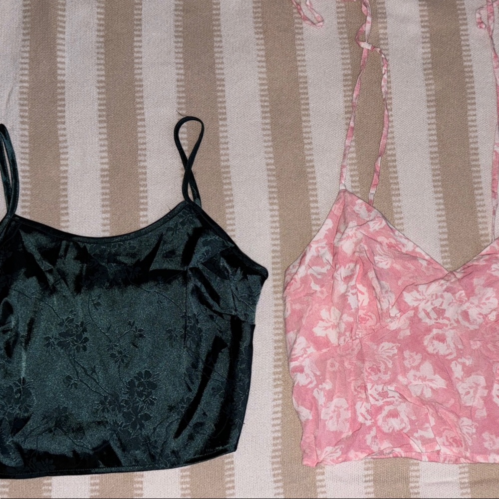Emerald Green and Pink Floral Crop Bundle Medium